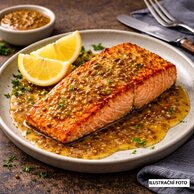Pečený steak z lososa s medovo-hořčicovou omáčkou